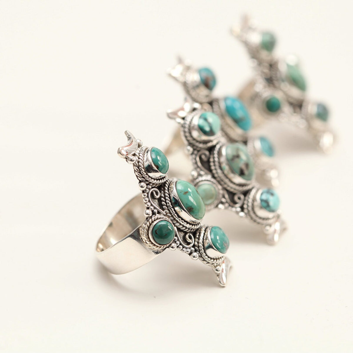 Genuine Turquoise Statement Ring, Silver Turquoise Ring