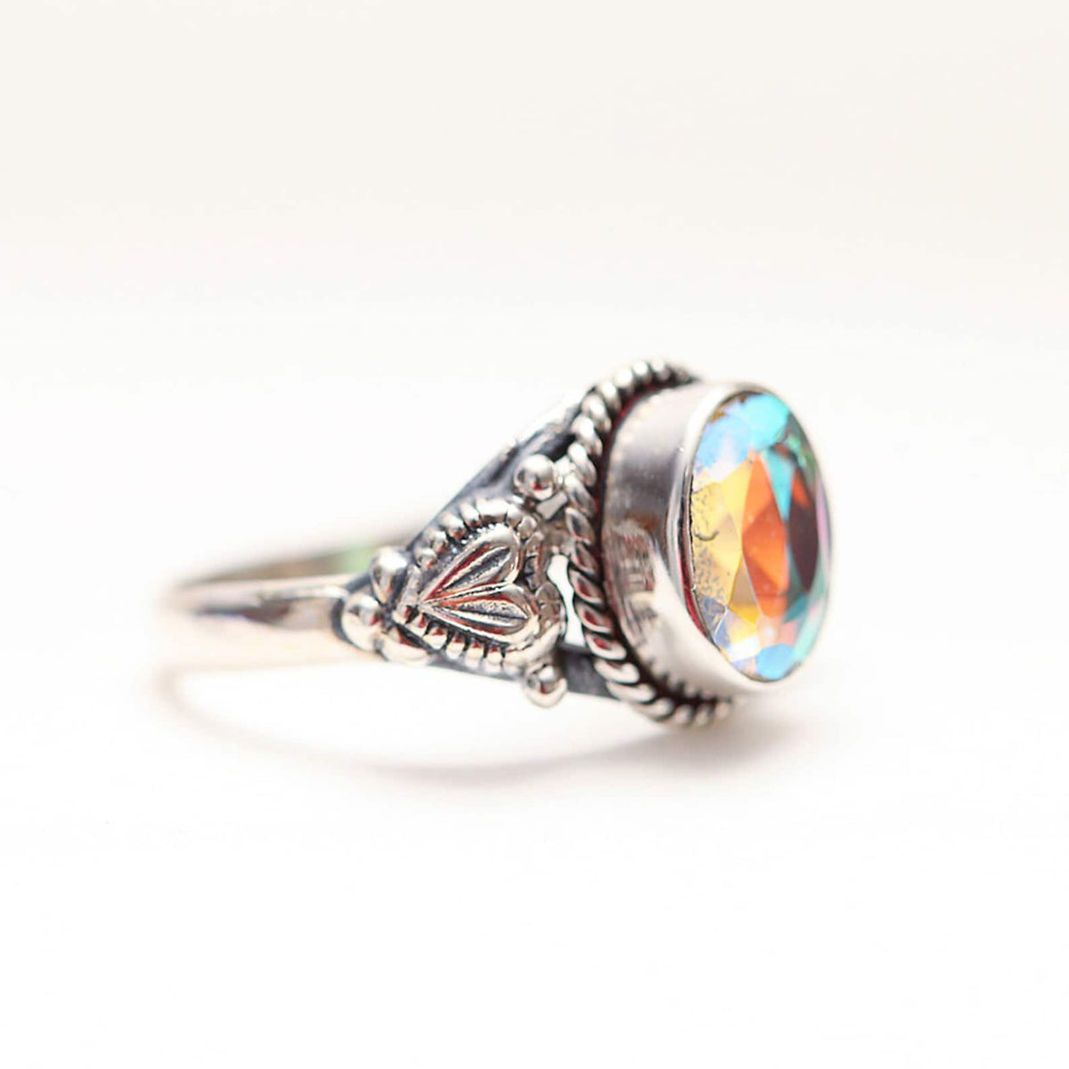 Handmade Mystic Opal Ring, Sterling Silver Ring