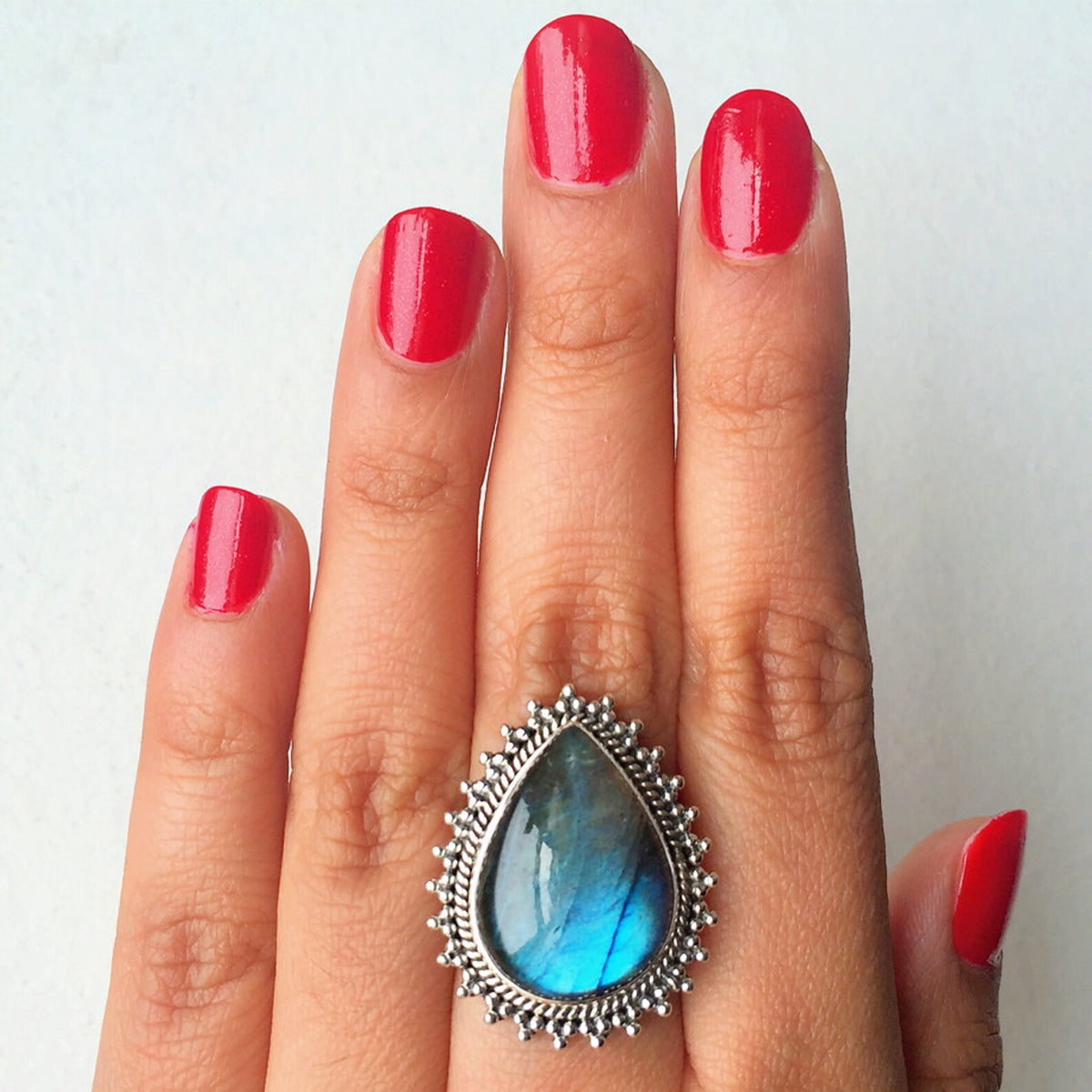 Big Labradorite Ring, Large Silver Ring