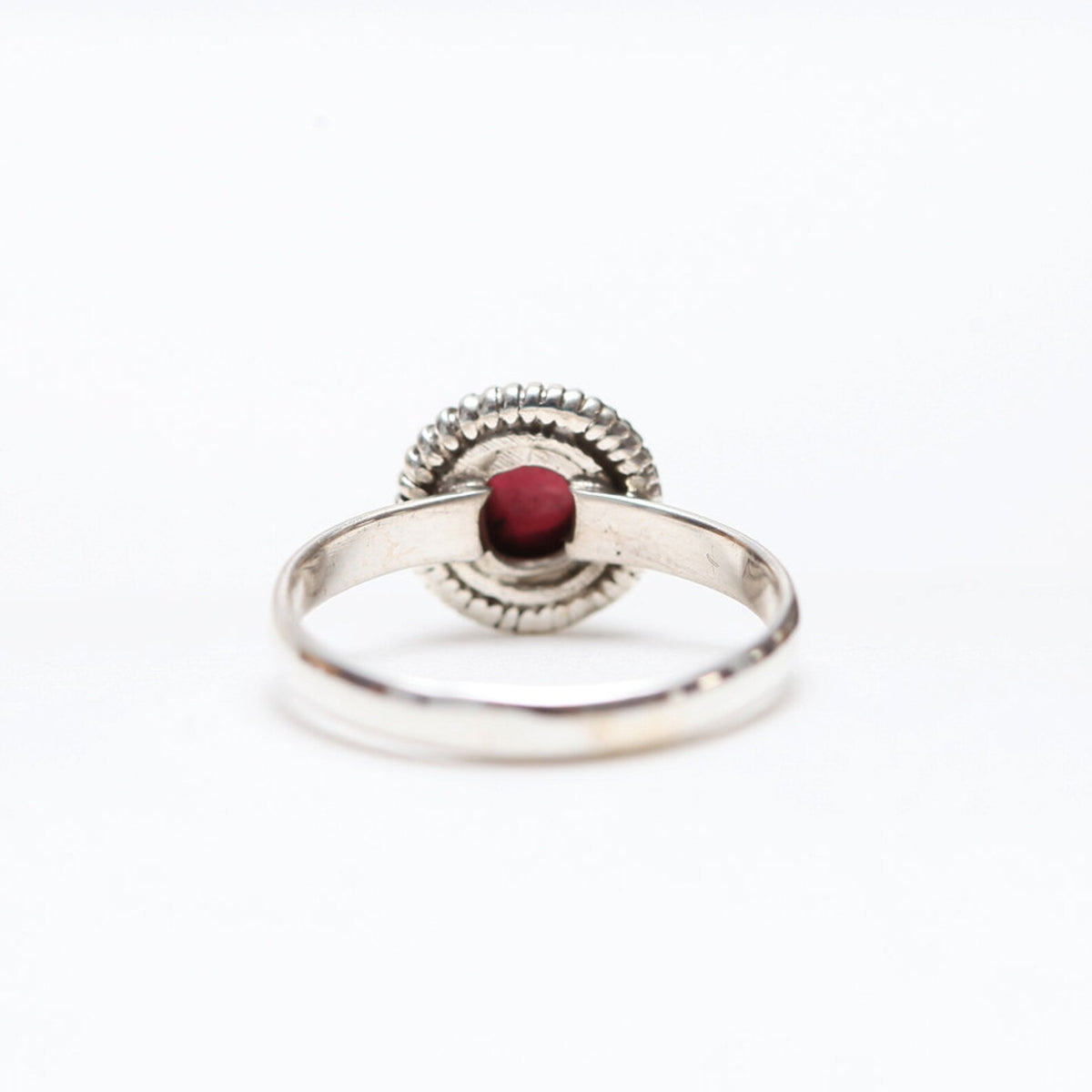 Round Garnet Ring, Red Gemstone Ring