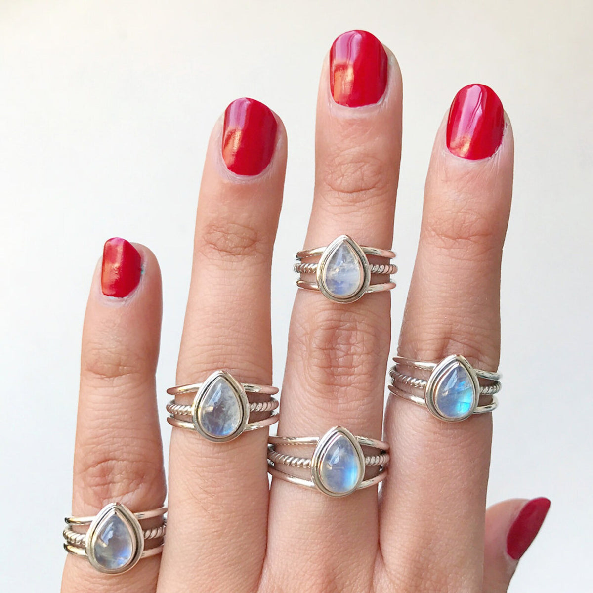 Pear Moonstone Ring, Modern Stone Ring