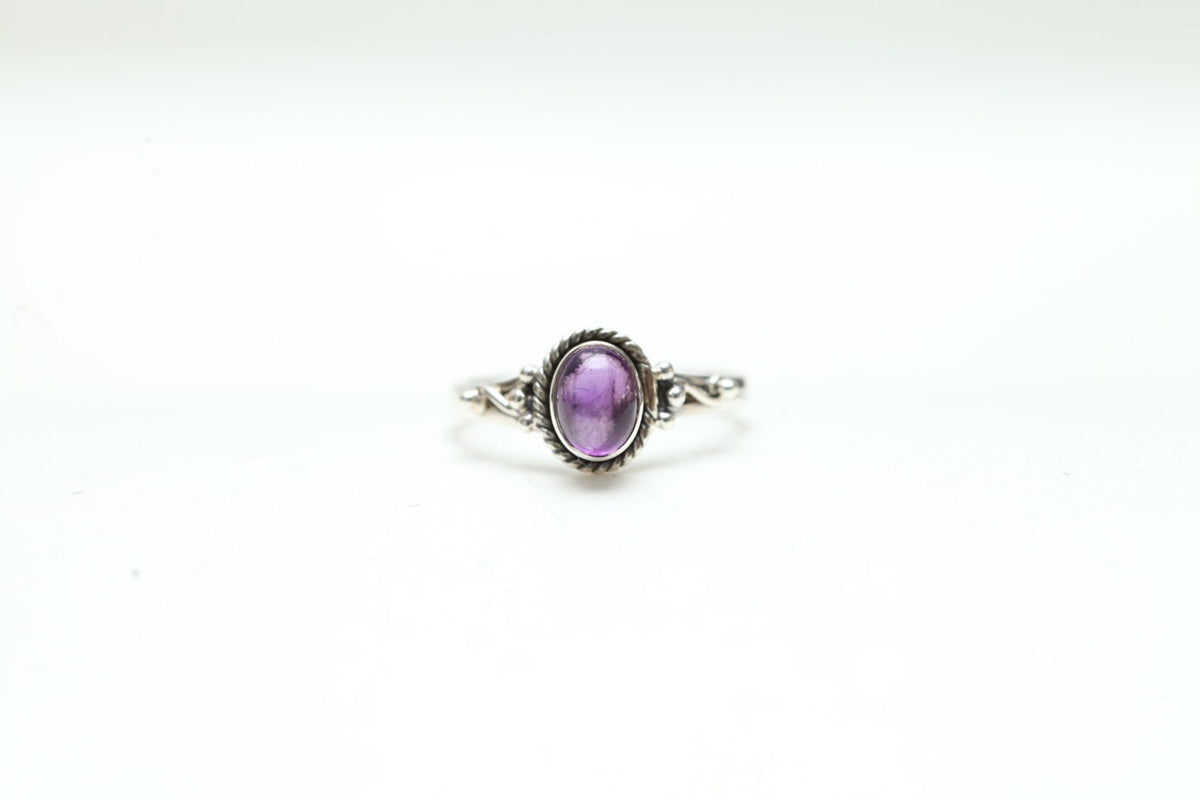 Oval Amethyst Ring, February Month Amethyst Ring