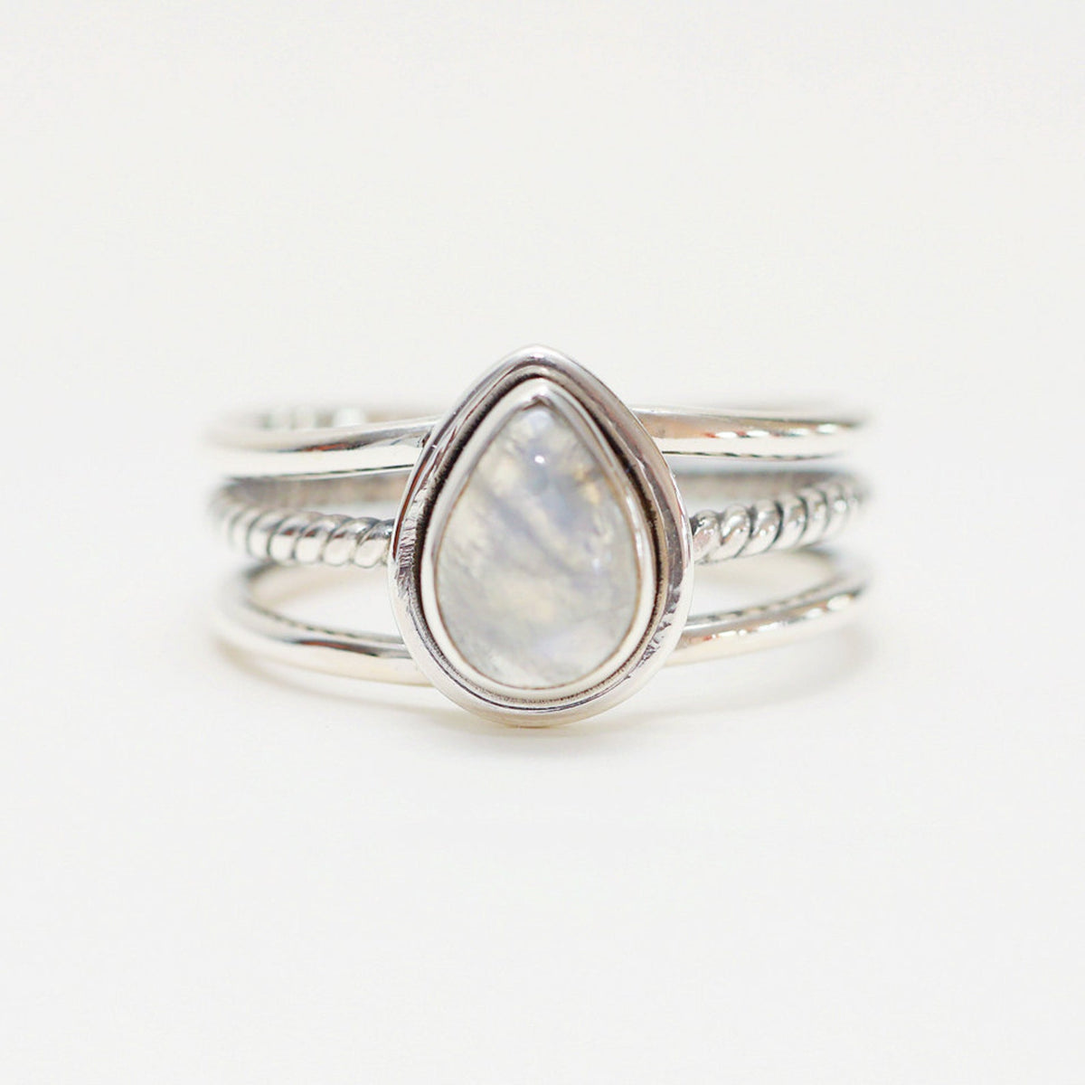 Pear Moonstone Ring, Modern Stone Ring