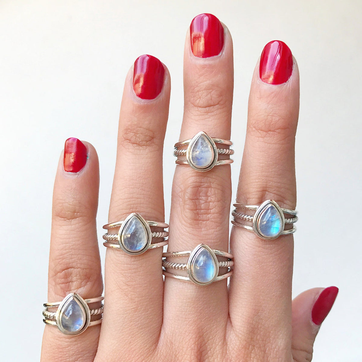 Pear Moonstone Ring, Modern Stone Ring
