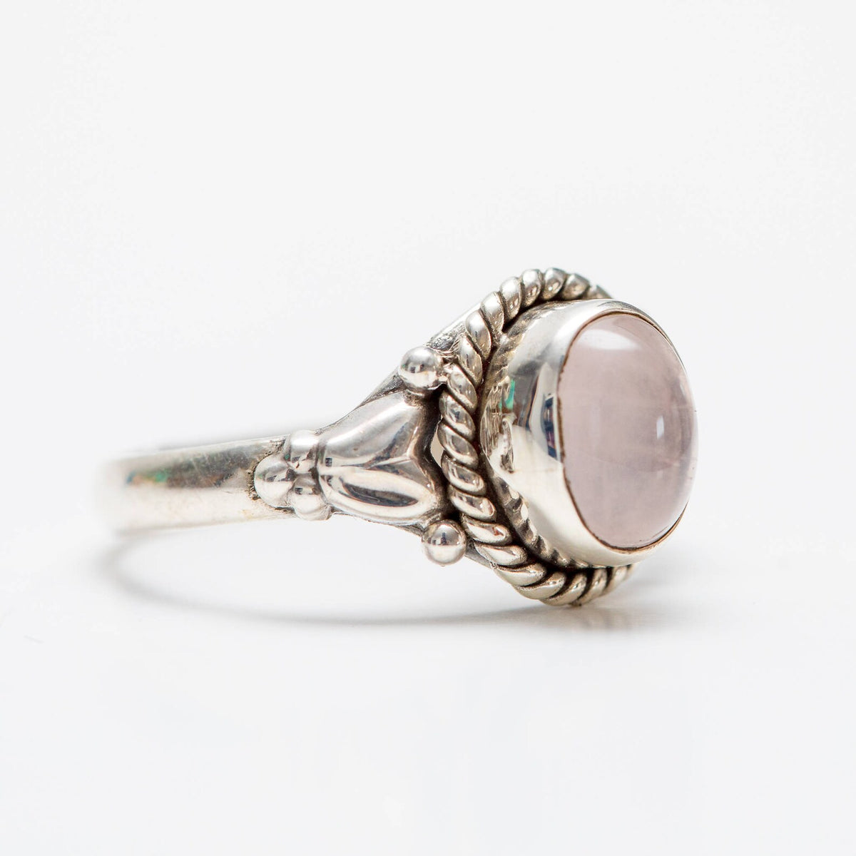 Silver Rose Quartz Ring, Pink Gemstone Ring