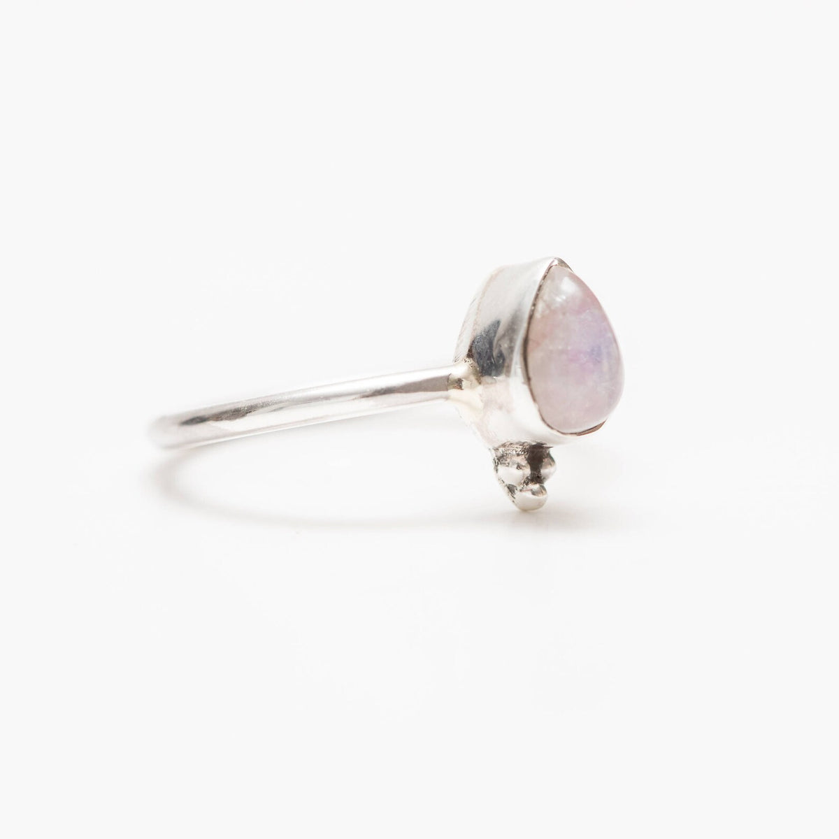 Pink Moonstone Ring, Teardrop Stone Ring Sterling Silver