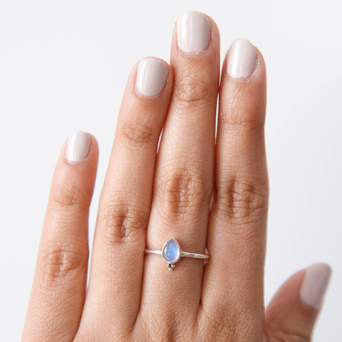 Dainty Moonstone Ring, Delicate Silver Ring