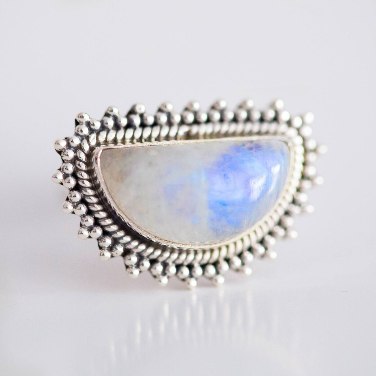 Large Moonstone Ring - Sterling Silver Ring