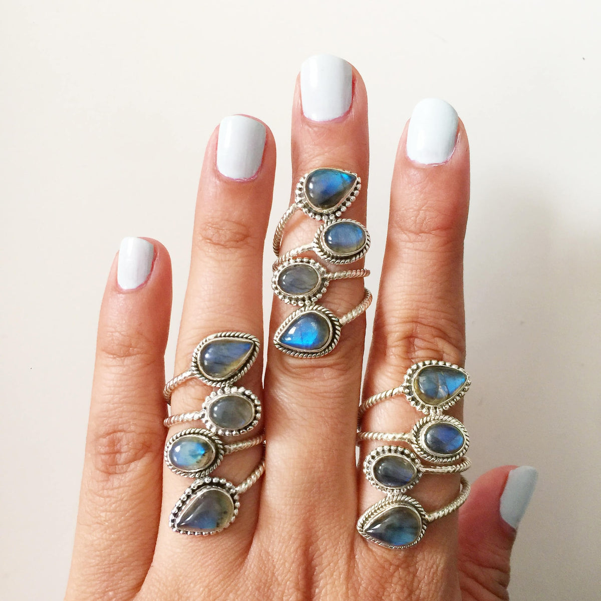 Braided Silver Ring, Labradorite Rings