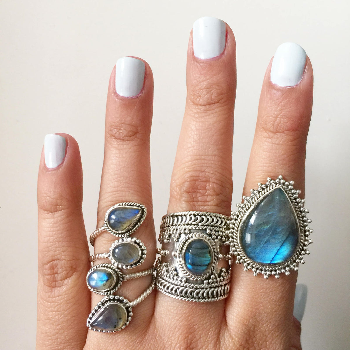 Braided Silver Ring, Labradorite Rings