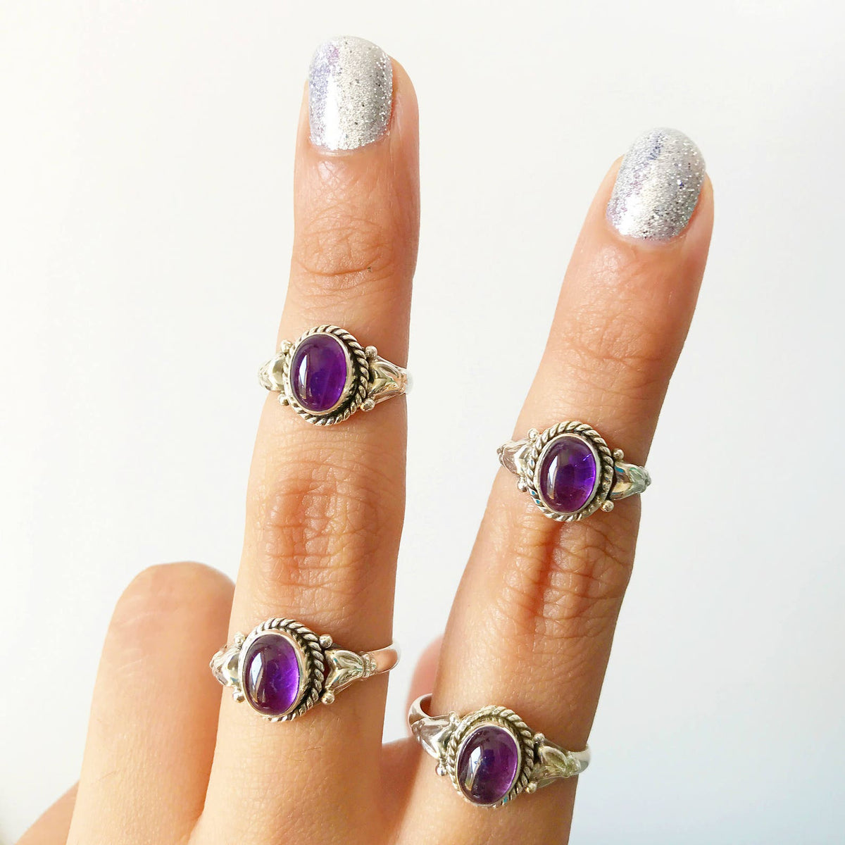 Oval Amethyst Ring, Birthstone Ring