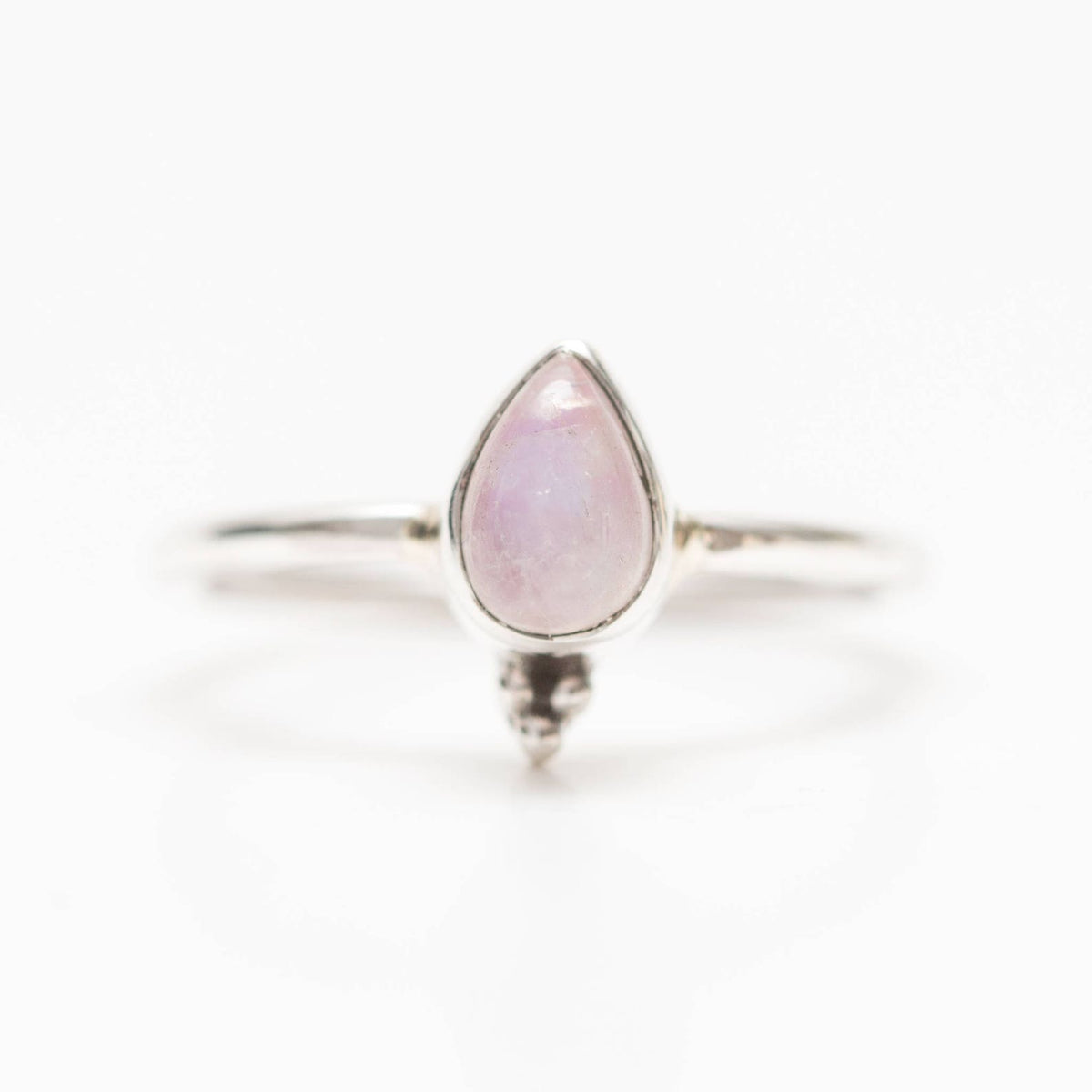 Pink Moonstone Ring, Teardrop Stone Ring Sterling Silver