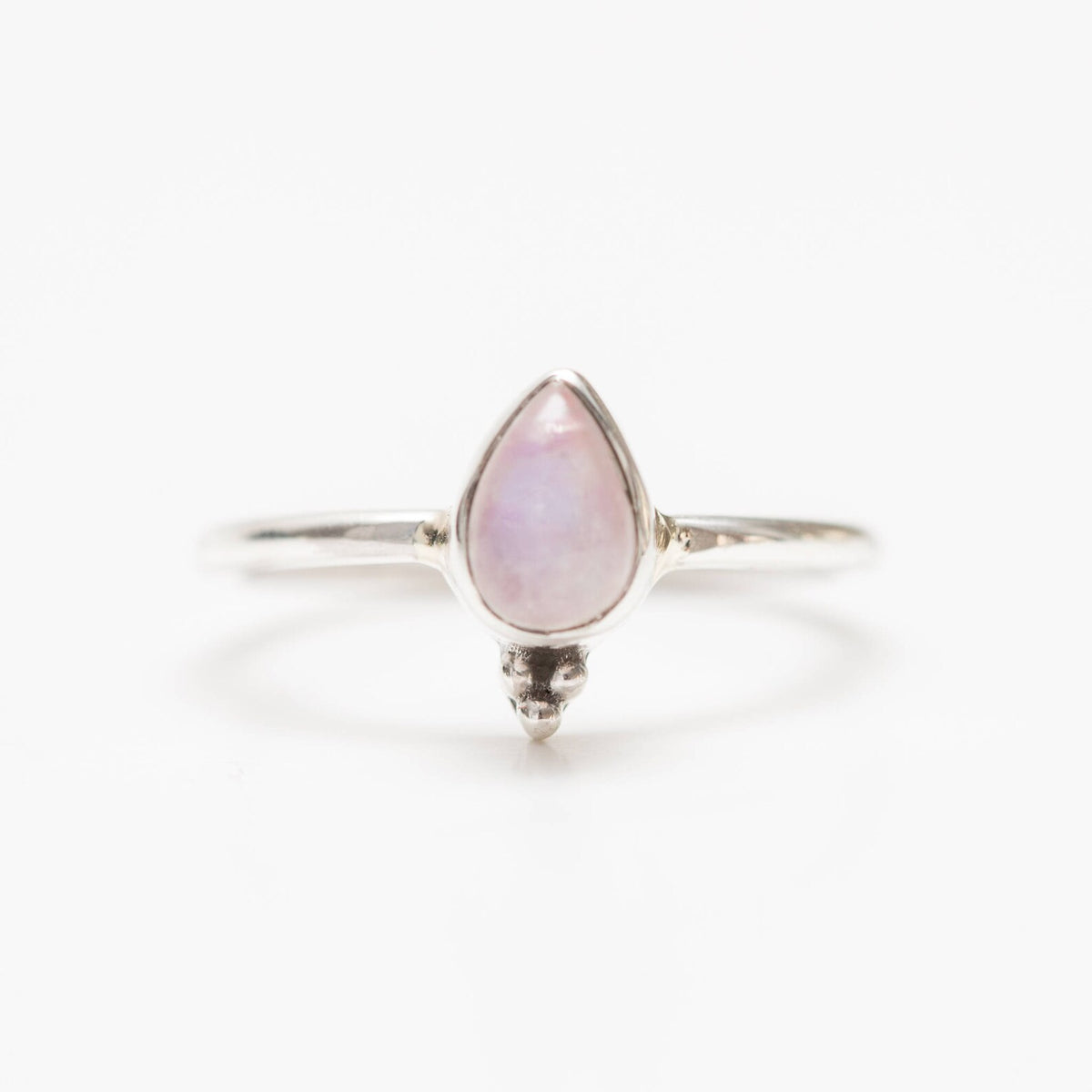 Pink Moonstone Ring, Teardrop Stone Ring Sterling Silver