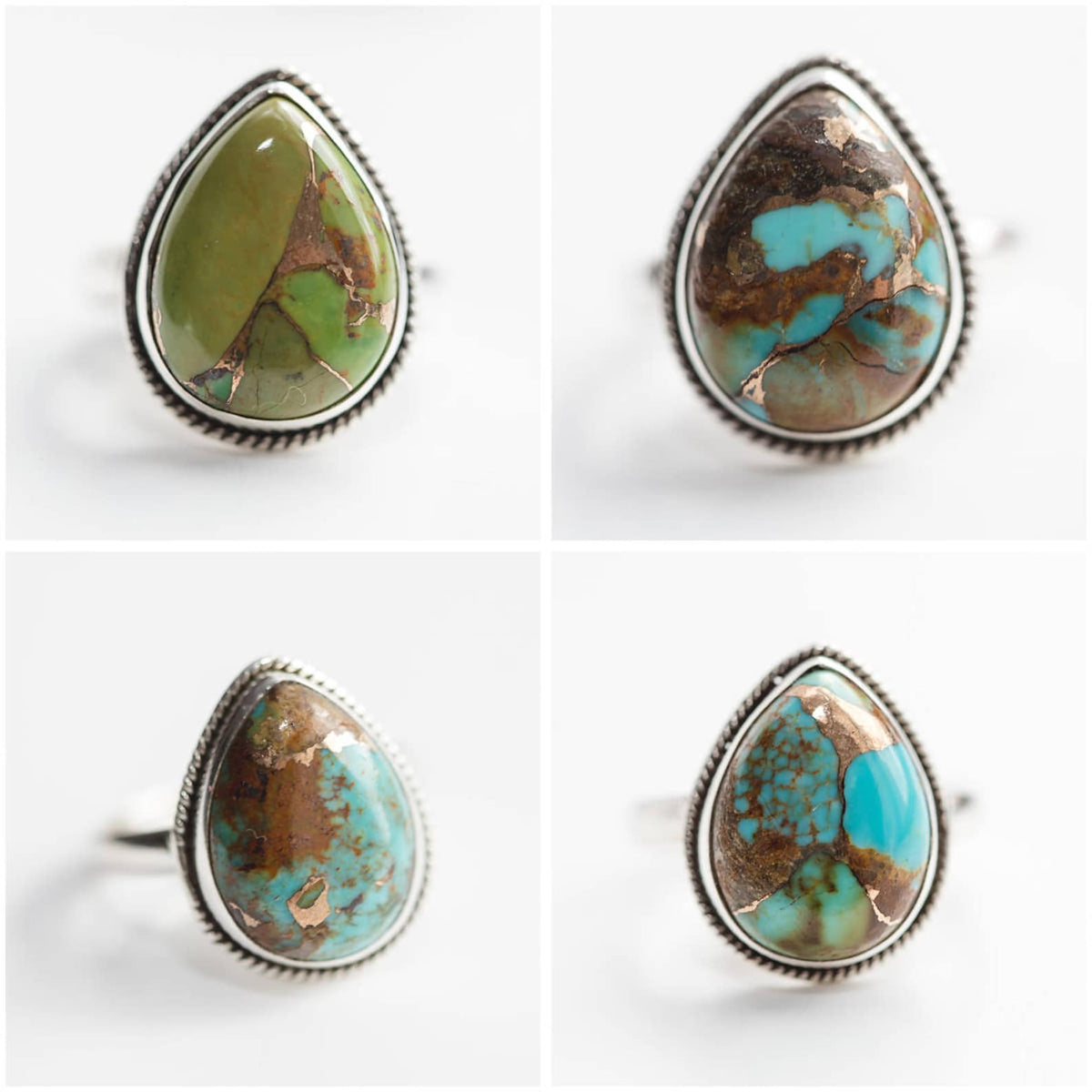 Turquoise Boho Ring, Boho Sterling Ring