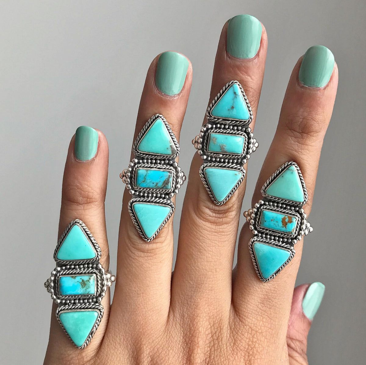 Turquoise Ring Sterling Silver, Sea Green Ring