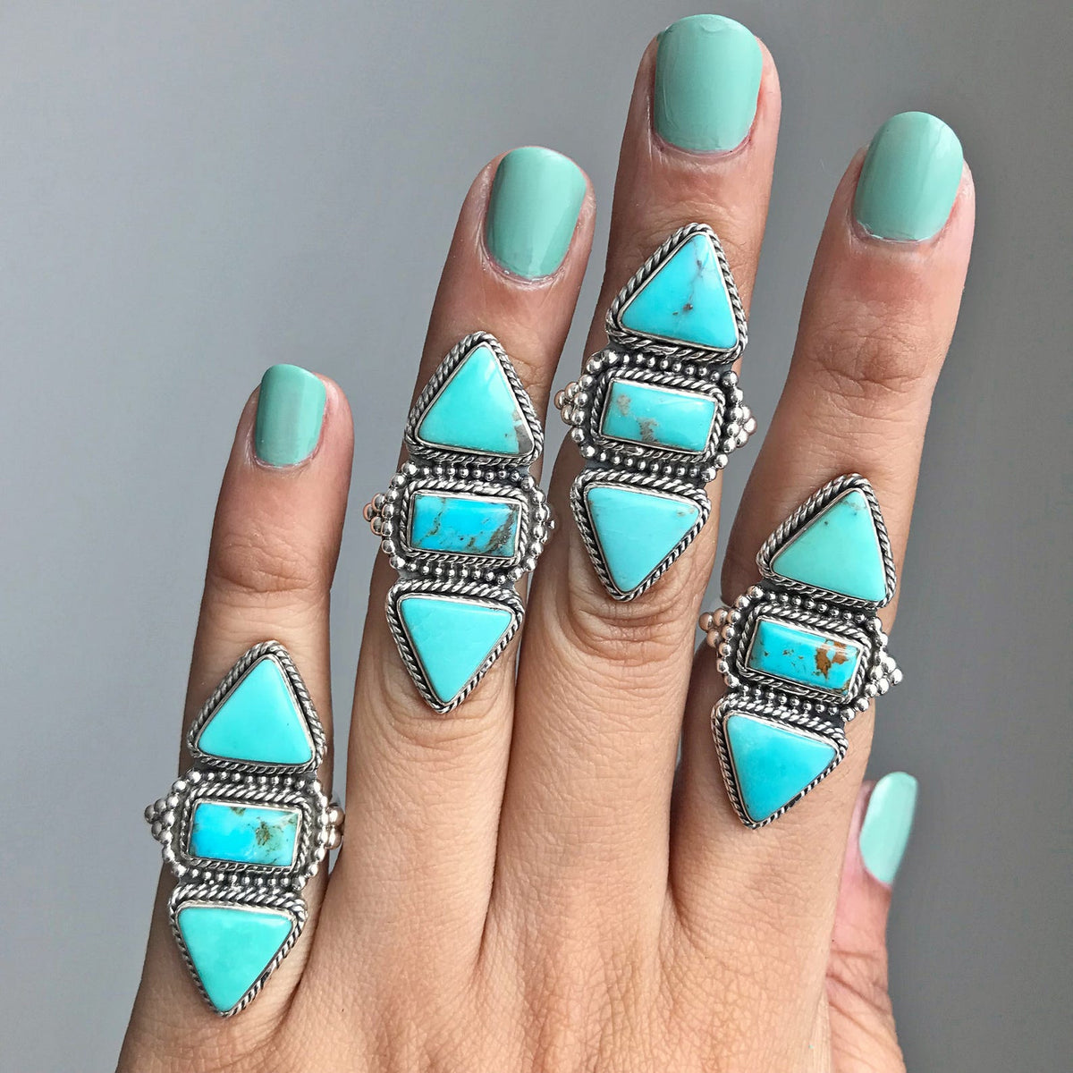 Turquoise Ring Sterling Silver, Sea Green Ring