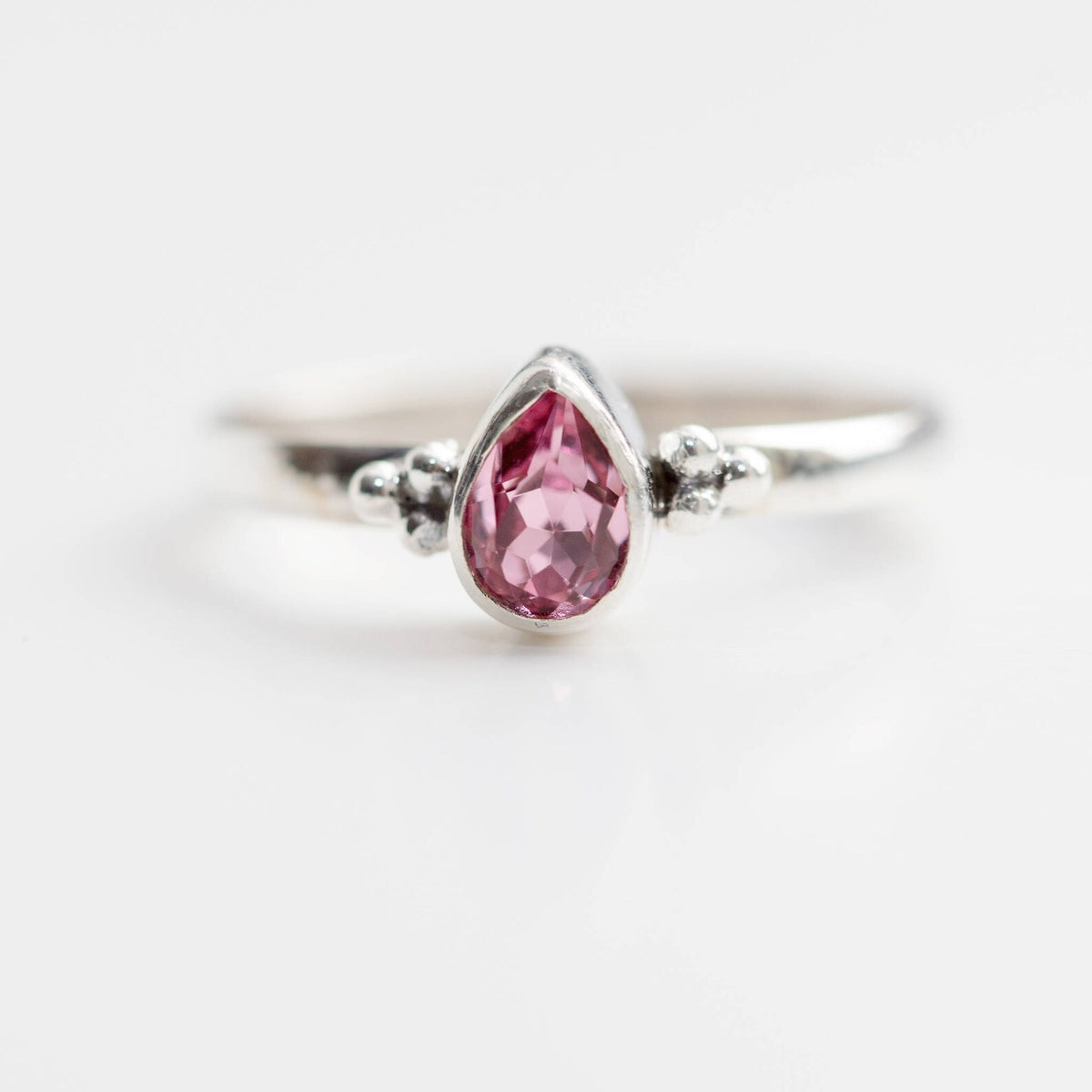 Pink Crystal Ring, Pear Swarovski Ring