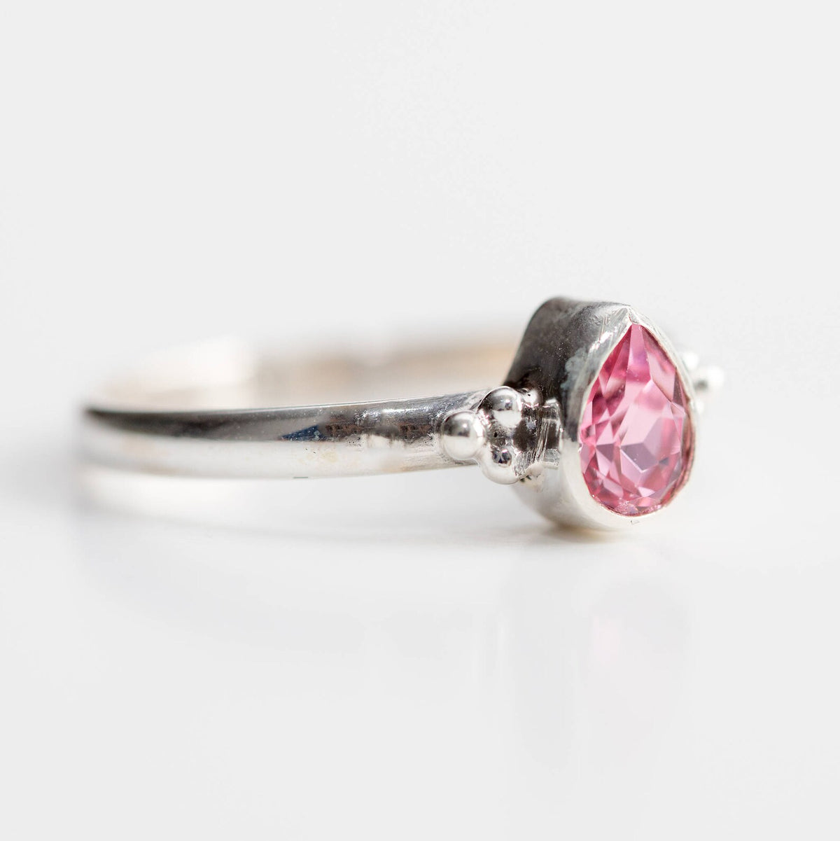 Pink Crystal Ring, Pear Swarovski Ring