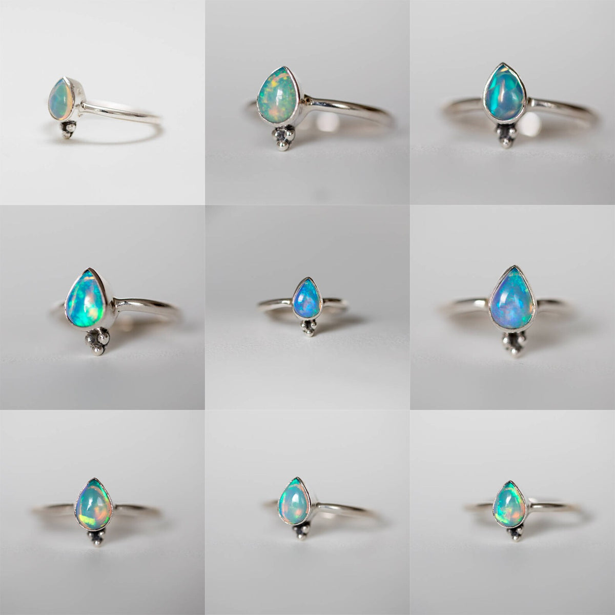 Rainbow Opal Ring, Opal Stacking Rings