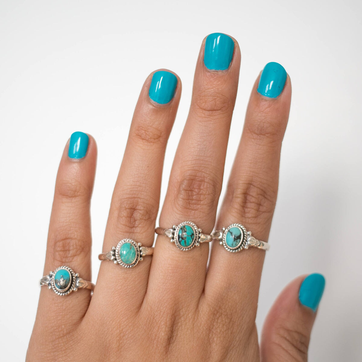 Oval Turquoise Ring, Forget Me Not Ring, Bohemian Rings, Boho Gypsy Ring