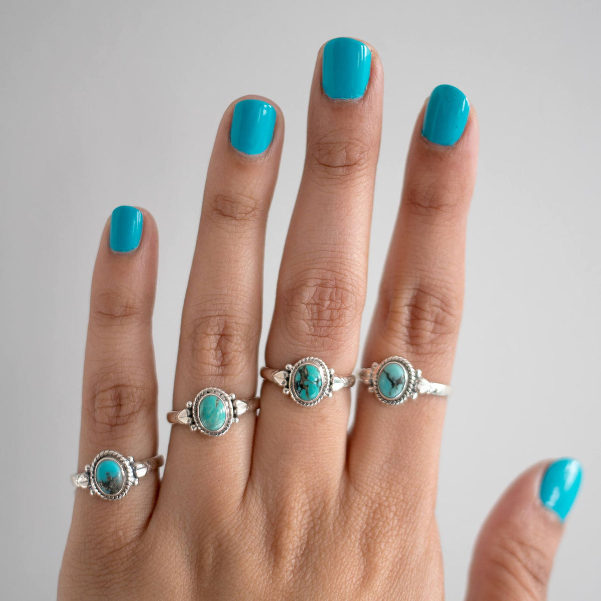 Oval Turquoise Ring, Forget Me Not Ring, Bohemian Rings, Boho Gypsy Ring