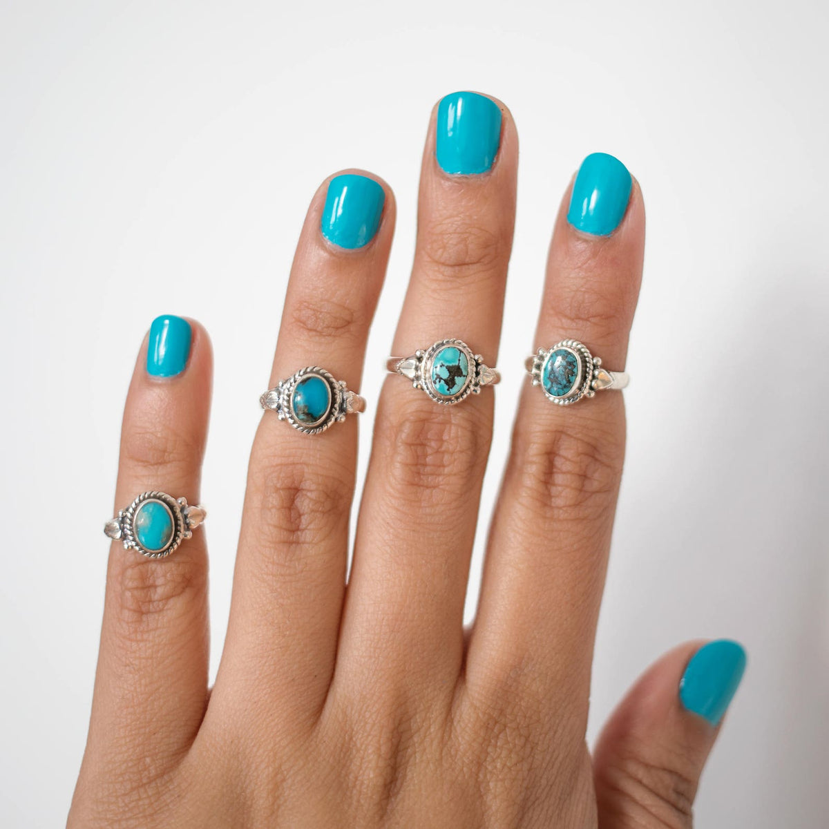 Oval Turquoise Ring, Forget Me Not Ring, Bohemian Rings, Boho Gypsy Ring