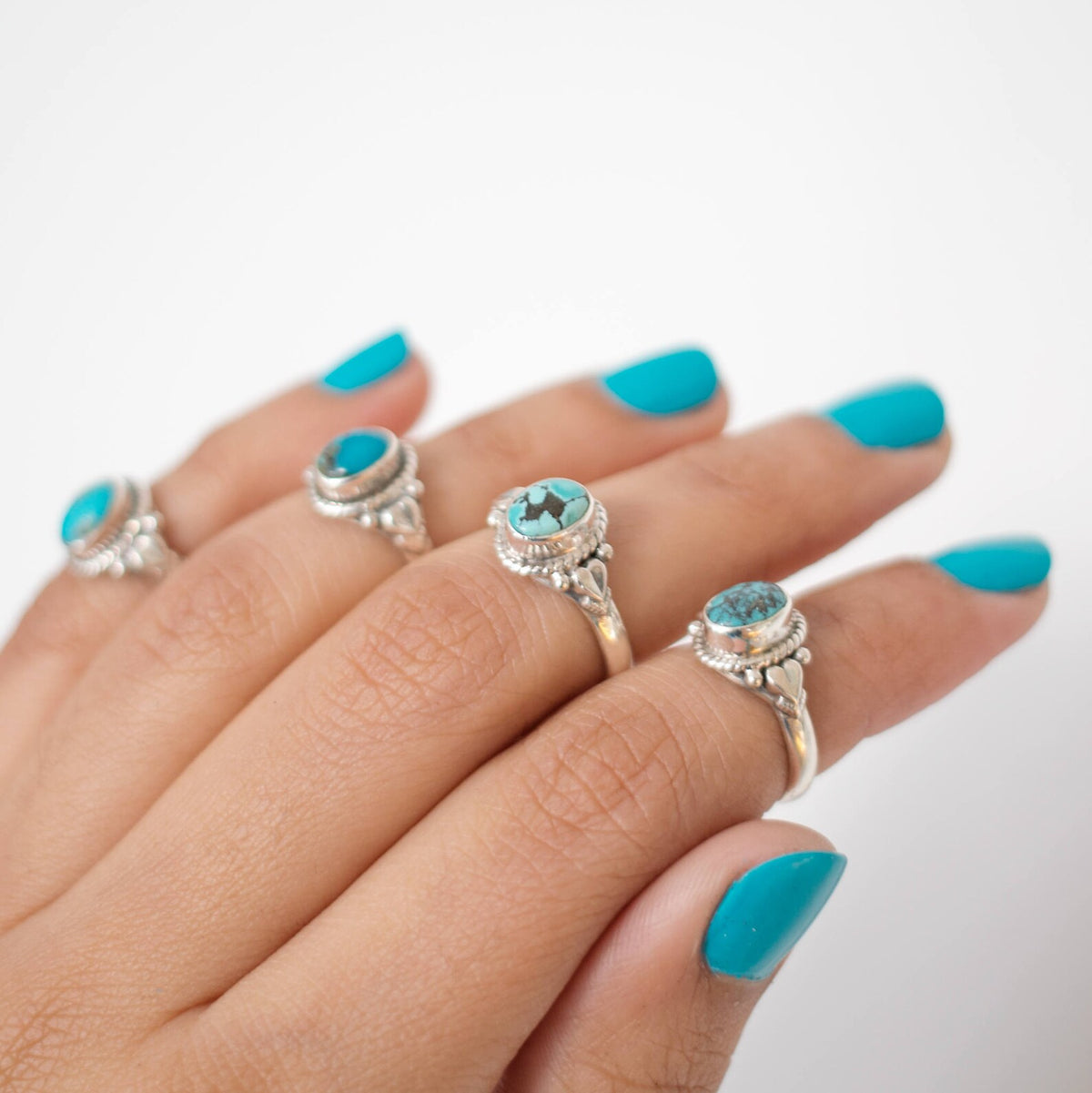 Oval Turquoise Ring, Forget Me Not Ring, Bohemian Rings, Boho Gypsy Ring