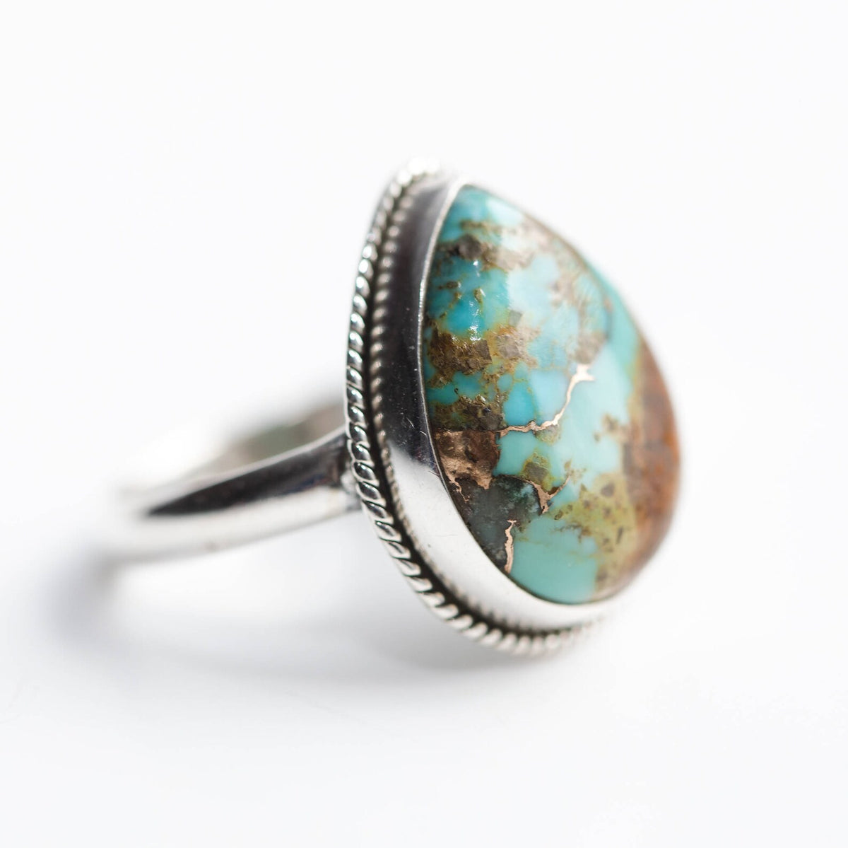 Turquoise Boho Ring, Boho Sterling Ring