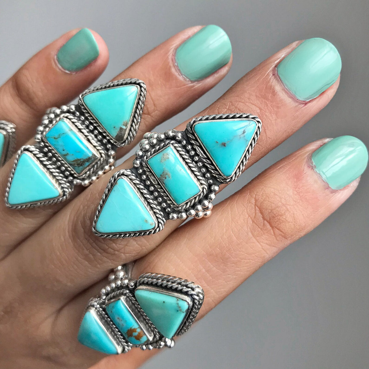 Turquoise Ring Sterling Silver, Sea Green Ring