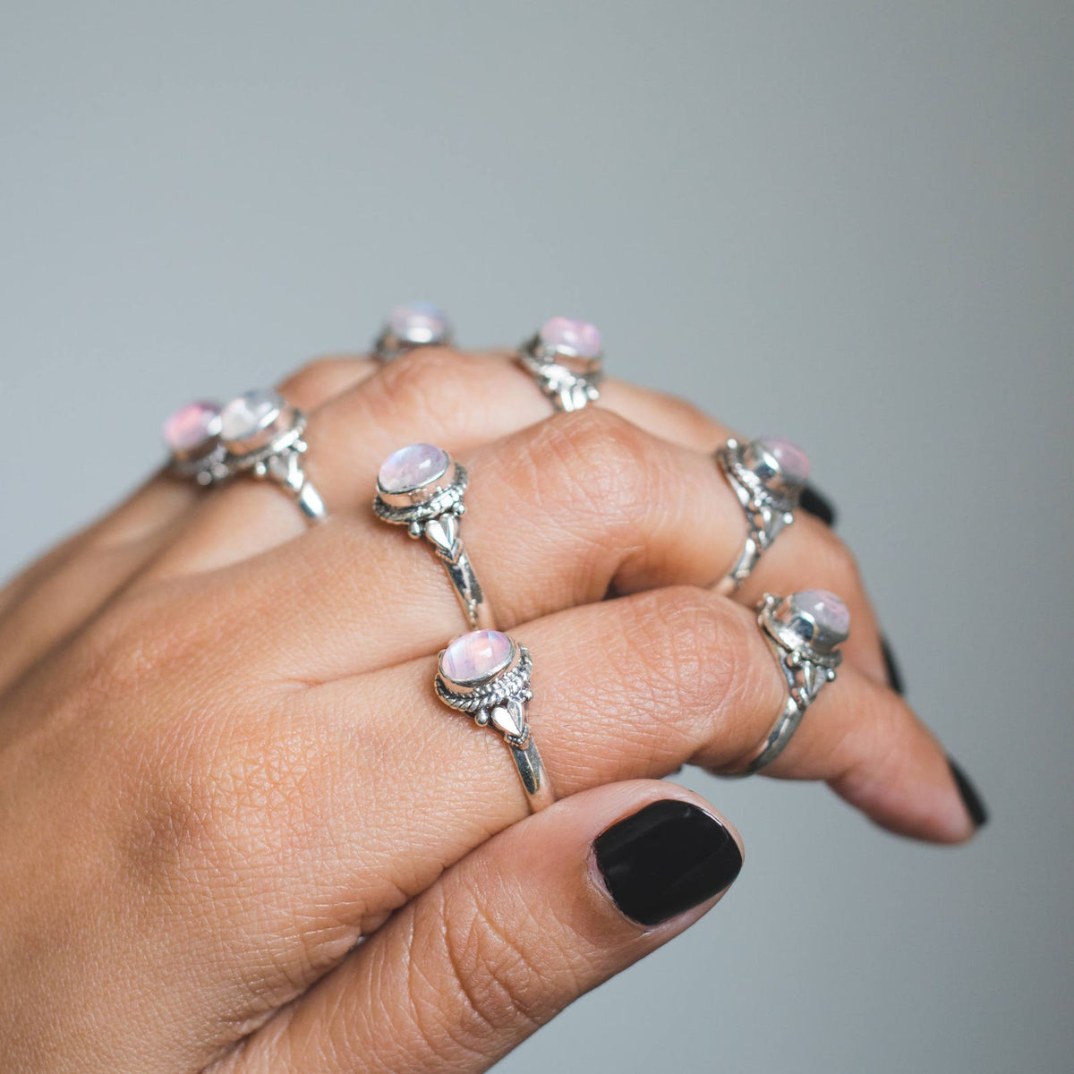 Oval Moonstone Ring, Pink Gemstone Ring, Delicate Rings