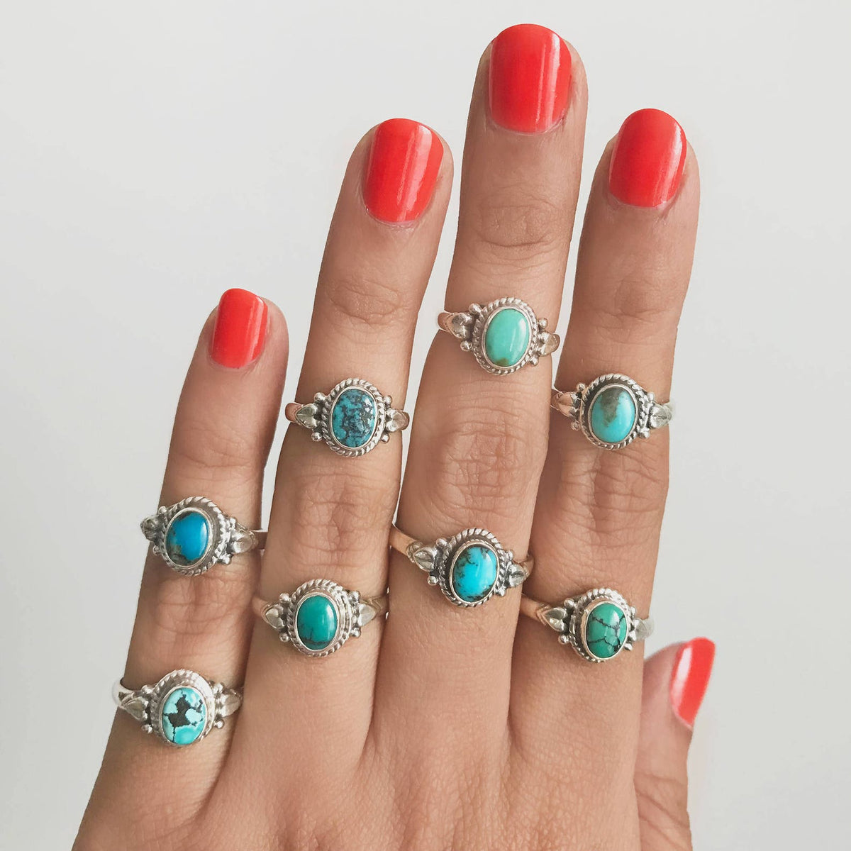 Oval Turquoise Ring, Forget Me Not Ring, Bohemian Rings, Boho Gypsy Ring