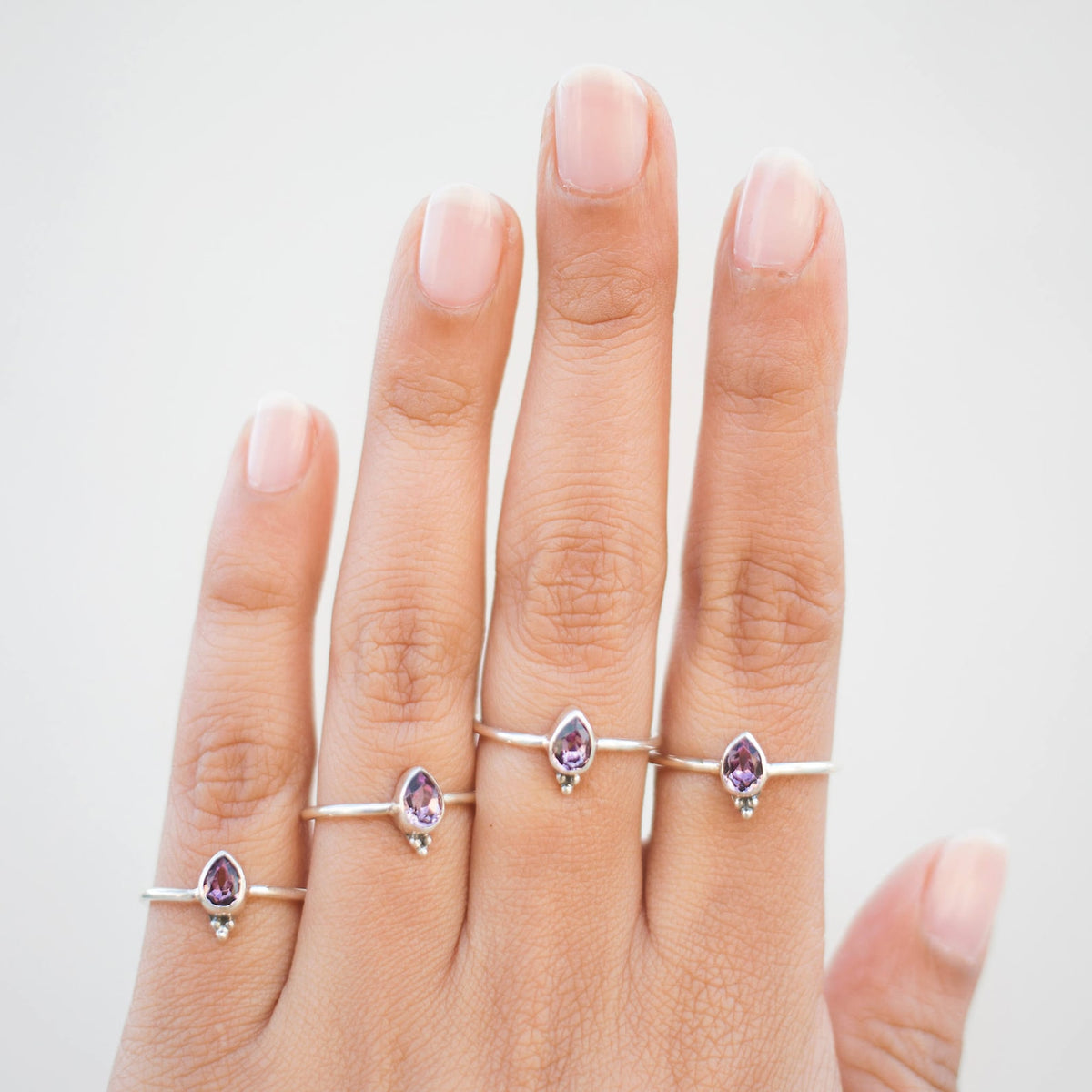 Lavender Crystal Ring, Pear Swarovski Ring