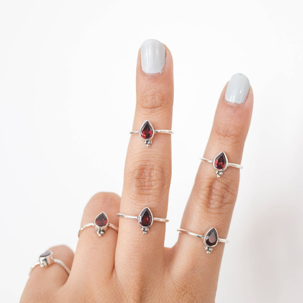 Dainty Garnet Ring, Birthstone Stacking Ring