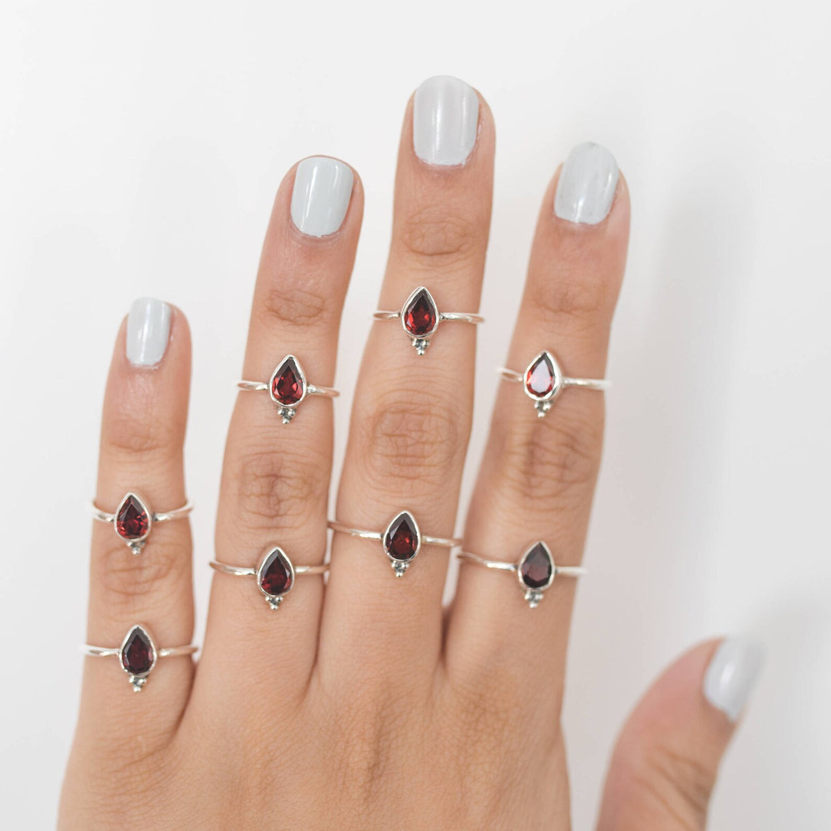 Dainty Garnet Ring, Birthstone Stacking Ring