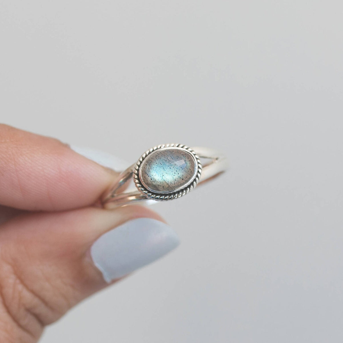Oval Labradorite Ring, Silver Promise Ring