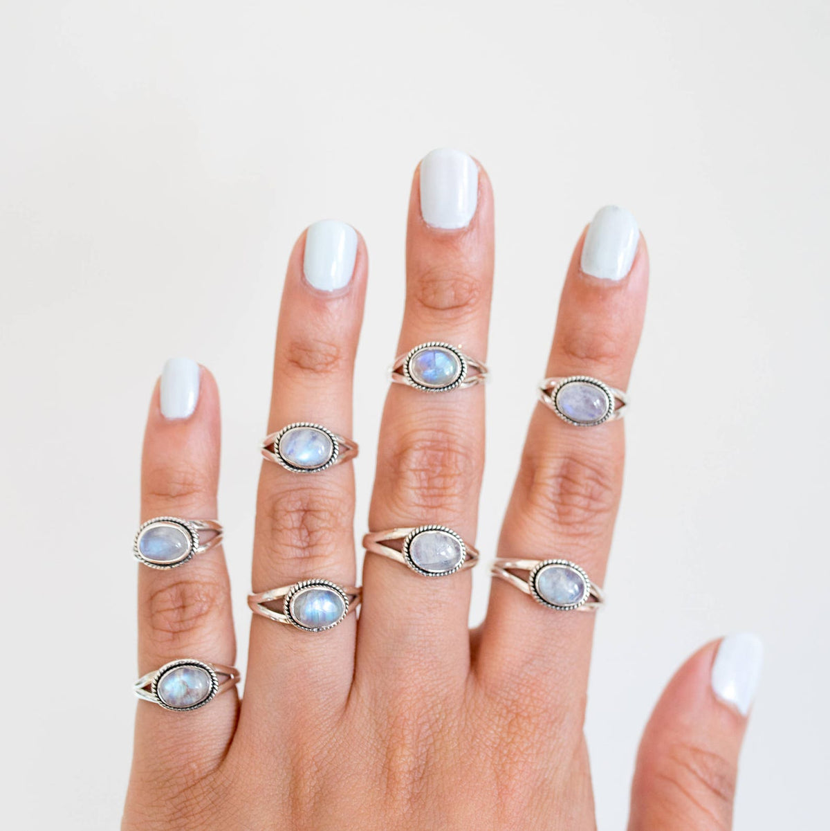 Rainbow Moonstone Ring, Oval Stone Ring