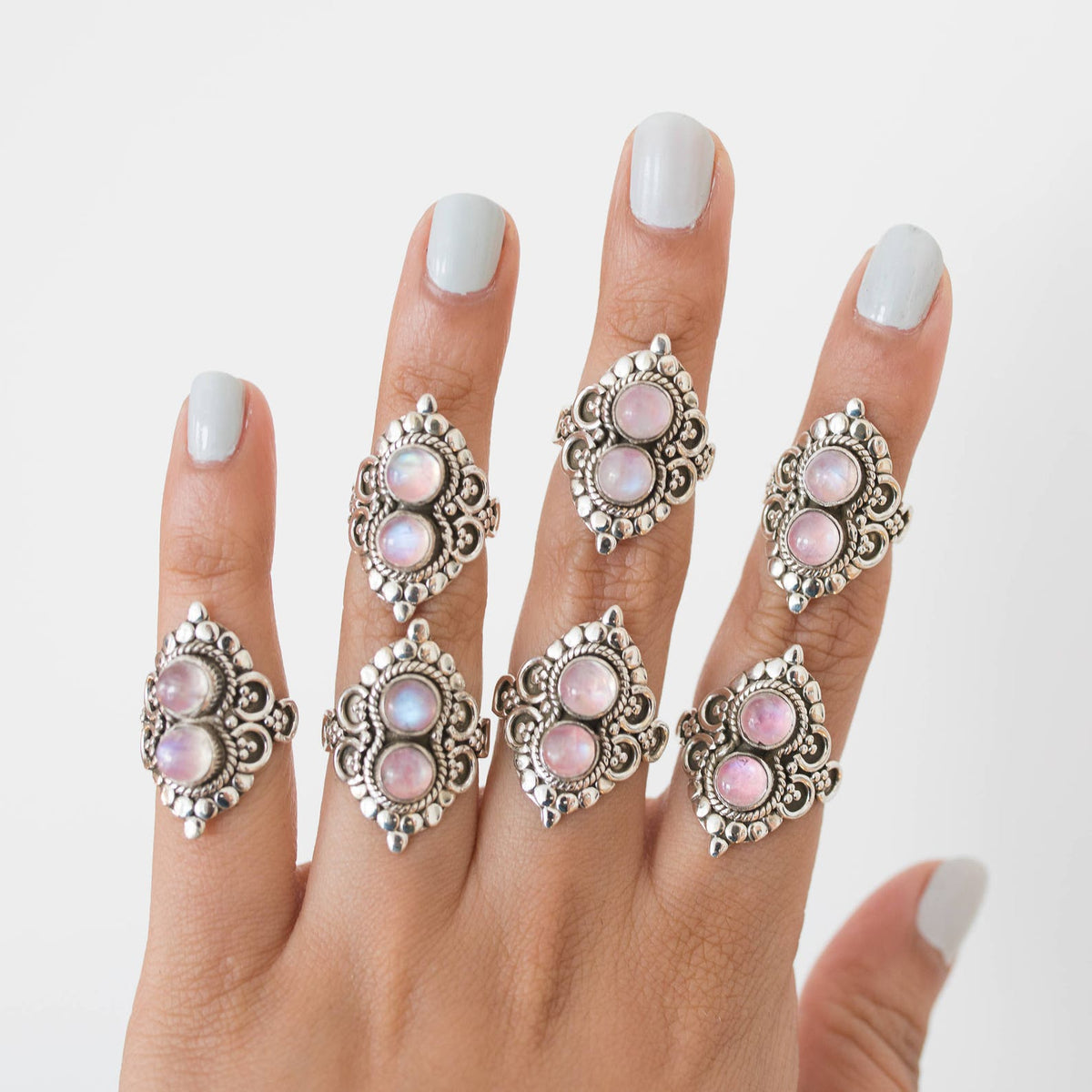 Pink Moonstone Ring, Pink Cocktail Ring