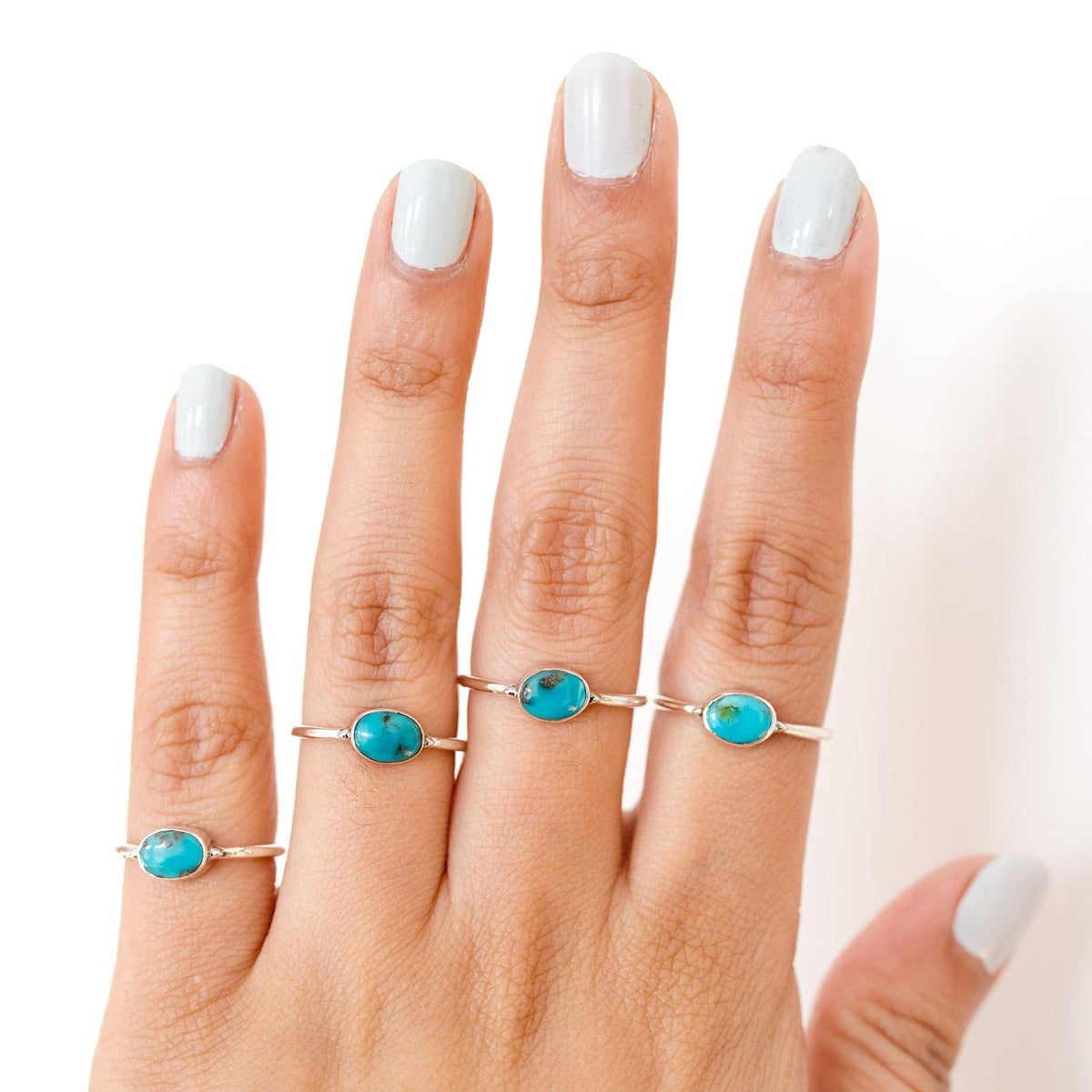 Dainty Turquoise Ring, Oval Turquoise Minimalist Ring