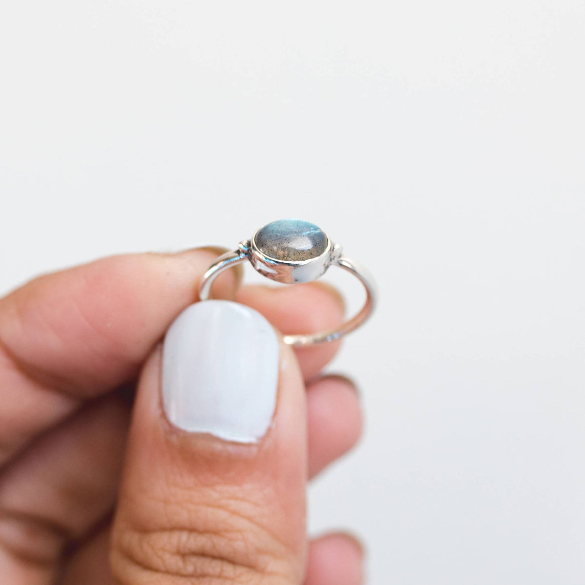 Oval Labradorite Ring, Tiny Gemstone Rings