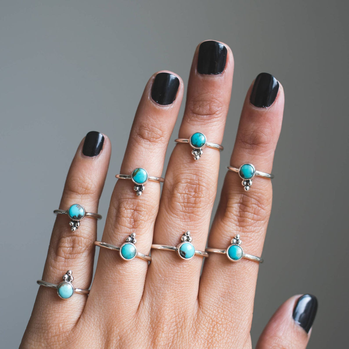 Genuine Turquoise Ring, Tiny Gemstone Ring