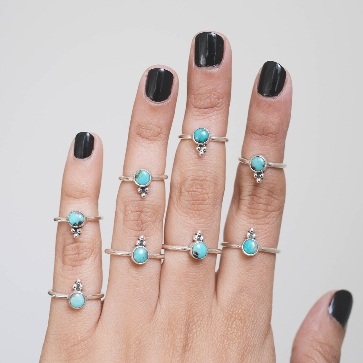Genuine Turquoise Ring, Tiny Gemstone Ring