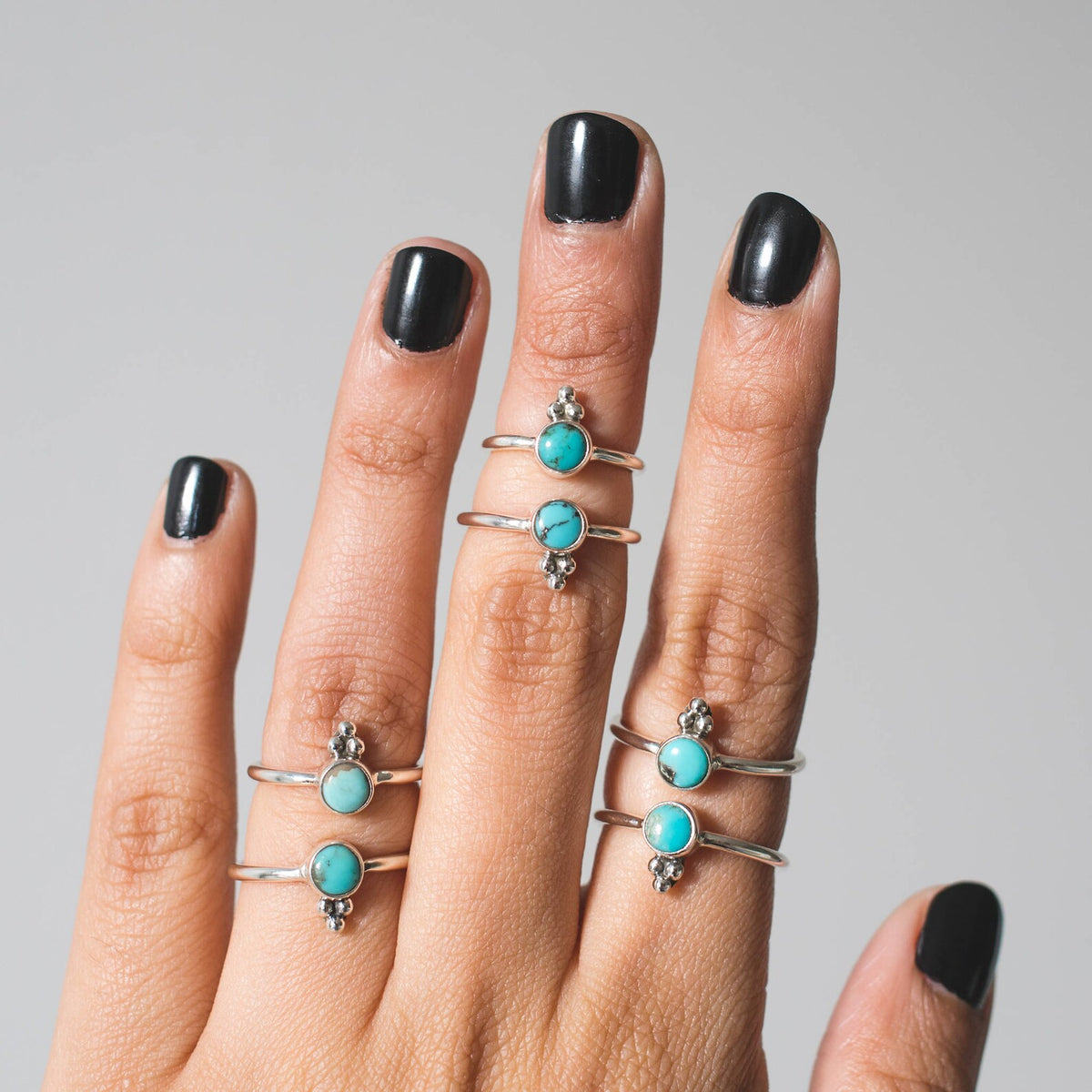 Genuine Turquoise Ring, Tiny Gemstone Ring