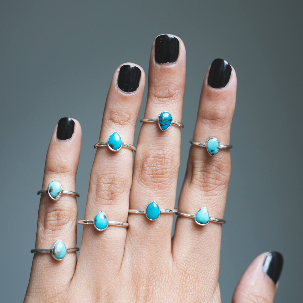 Dainty Turquoise Ring, Tiny Gemstone Ring, Delicate Silver Ring