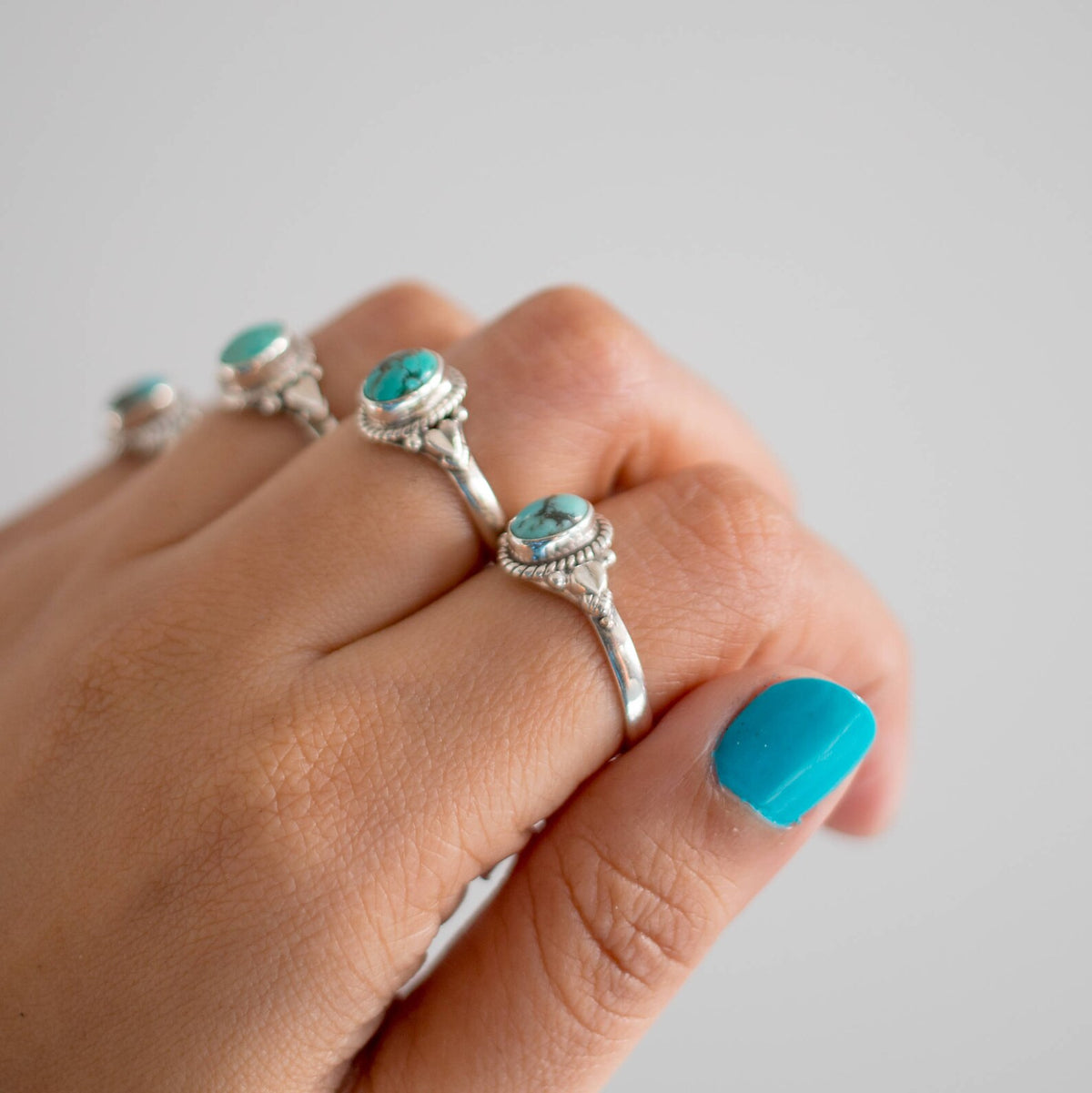 Oval Turquoise Ring, Forget Me Not Ring, Bohemian Rings, Boho Gypsy Ring