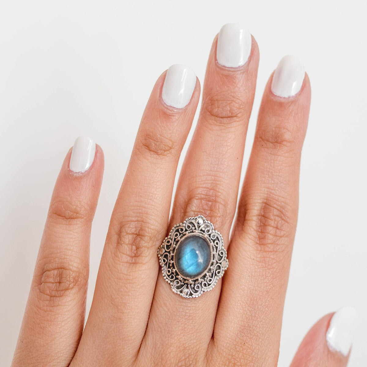 Labradorite Ring - Oval Stone Ring