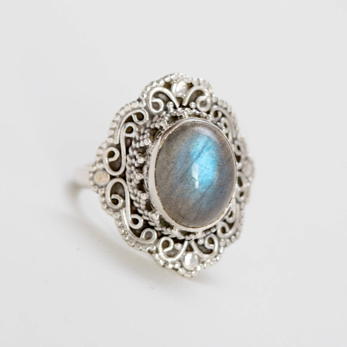 Labradorite Ring - Oval Stone Ring