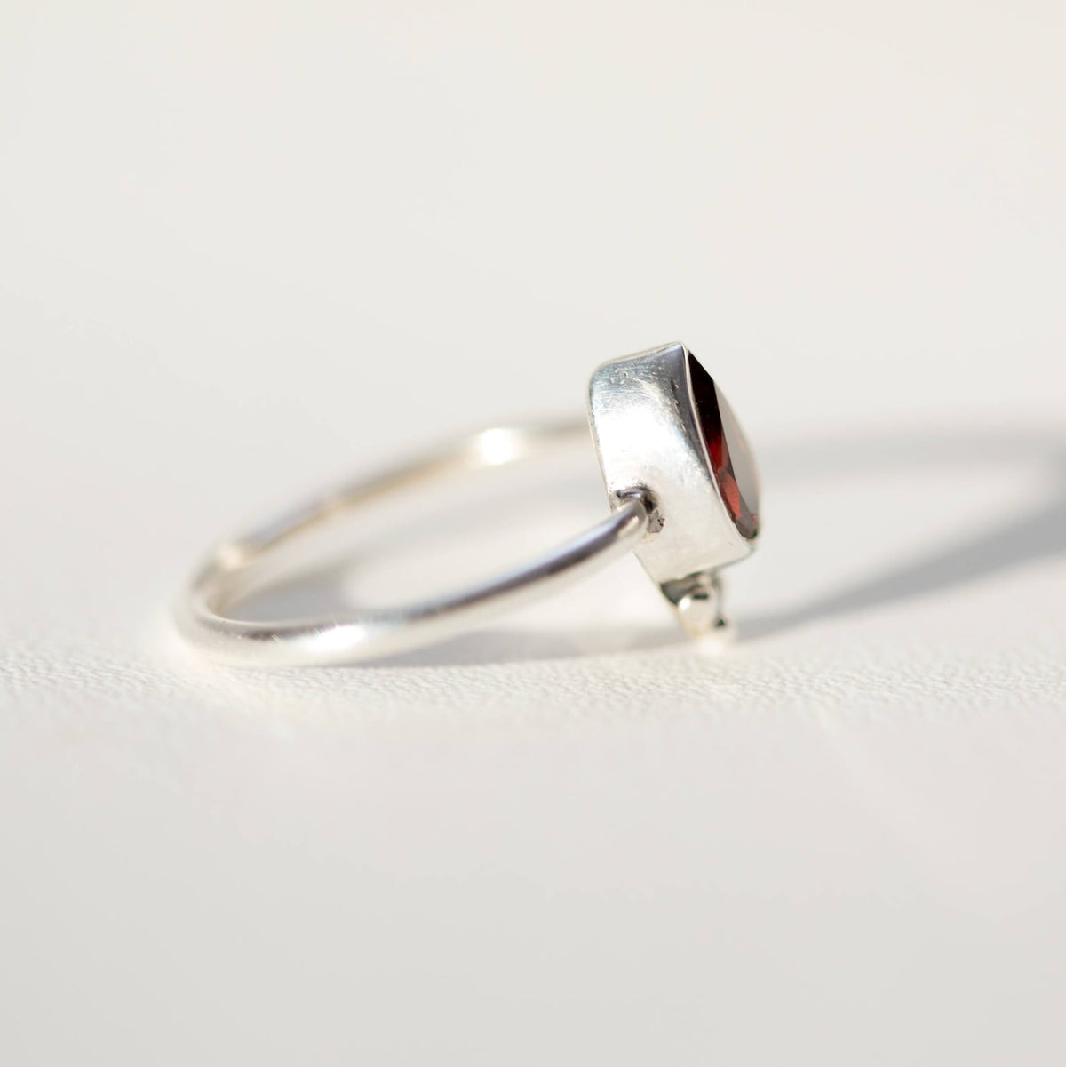 Dainty Garnet Ring, Birthstone Stacking Ring