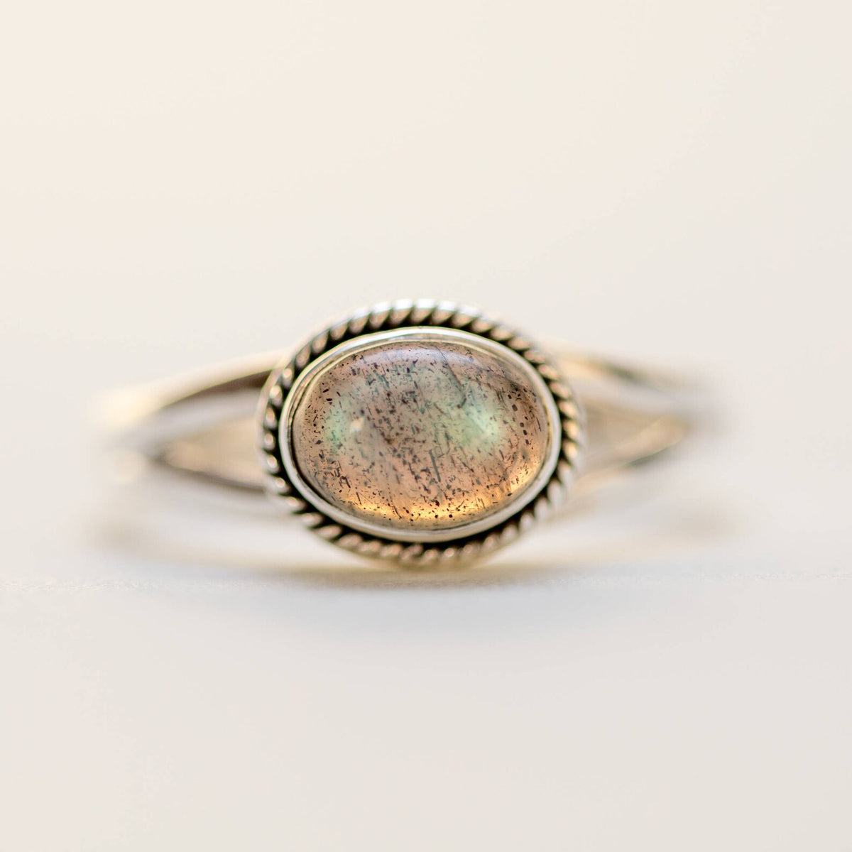 Oval Labradorite Ring, Silver Promise Ring