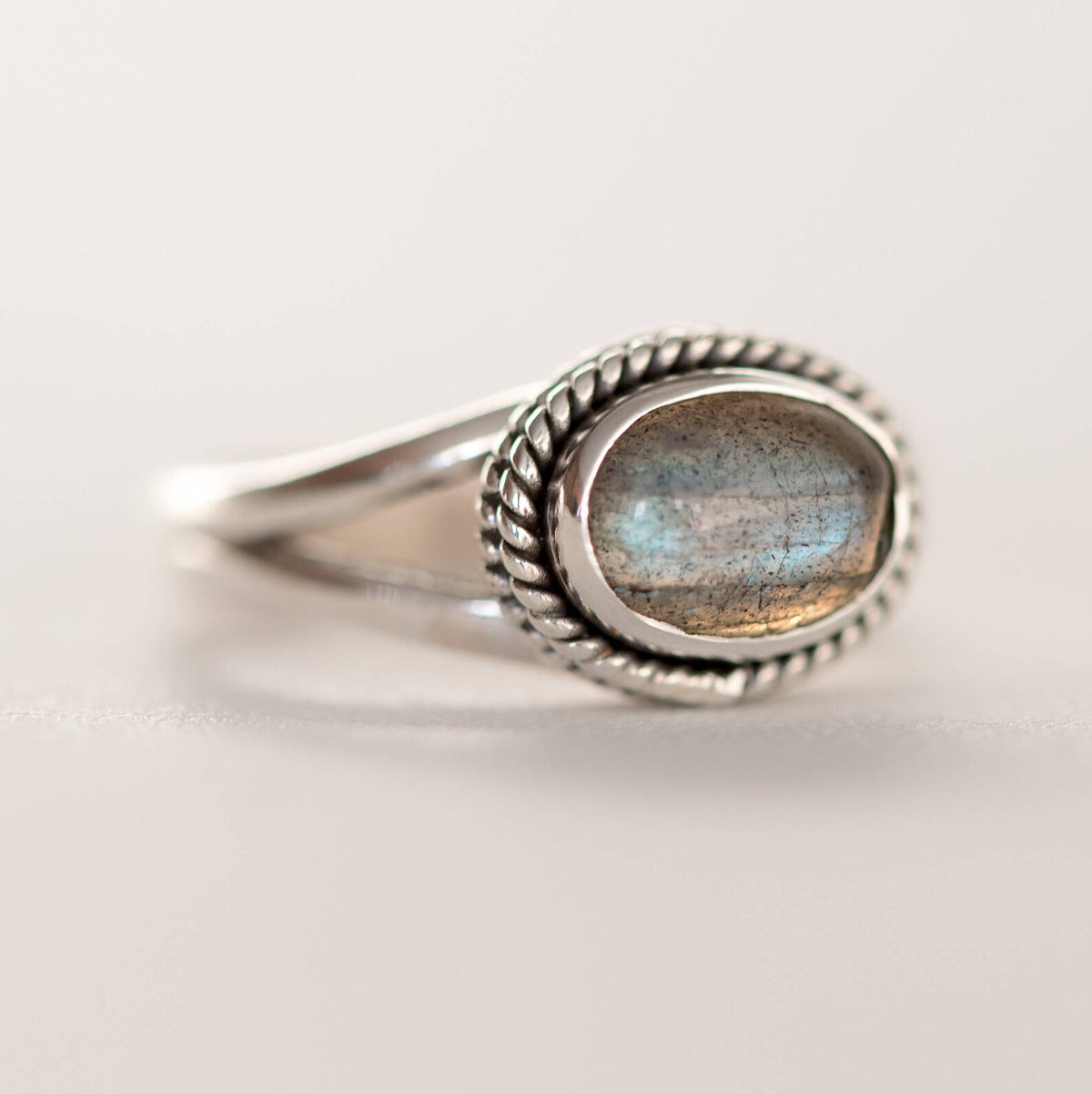 Oval Labradorite Ring, Silver Promise Ring