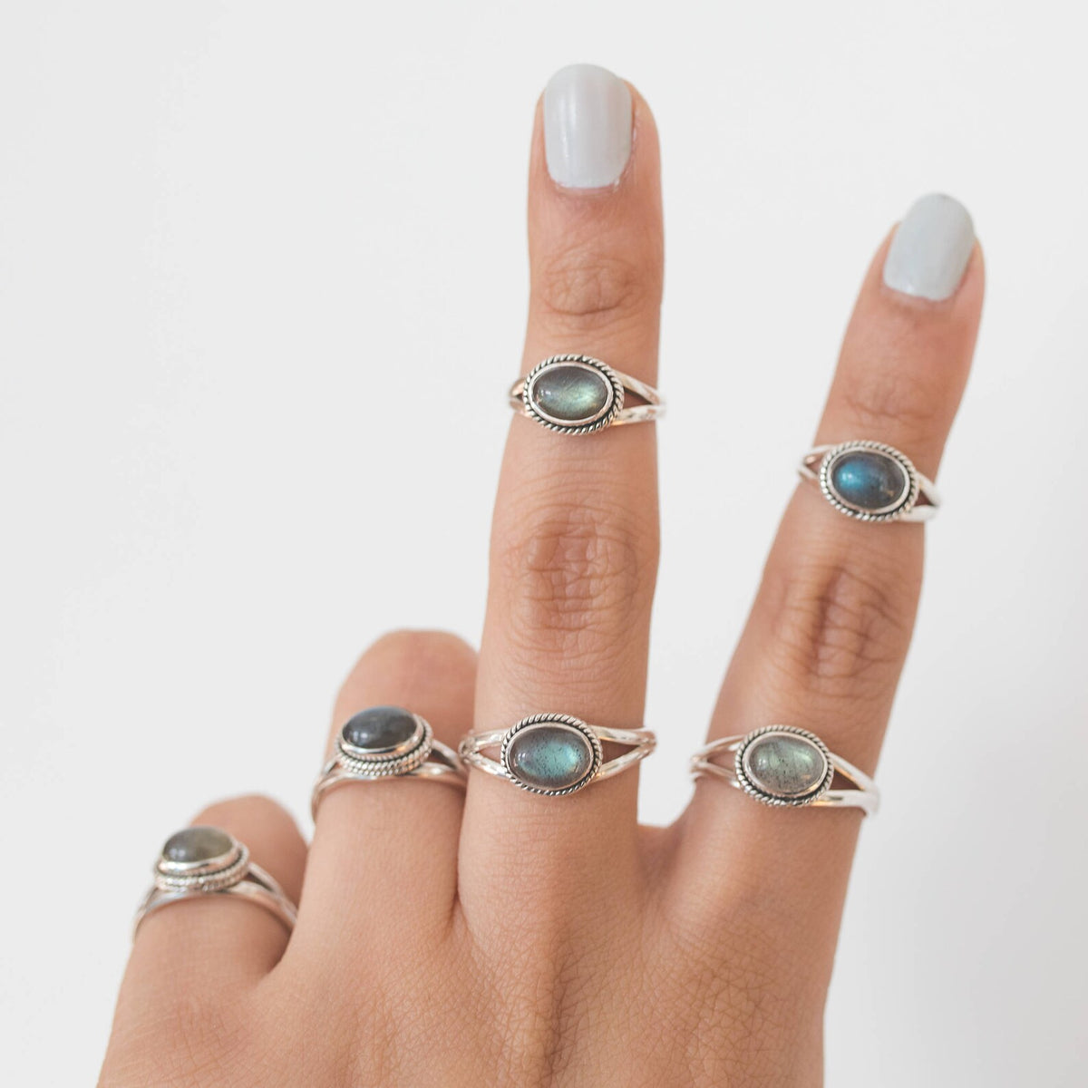 Oval Labradorite Ring, Silver Promise Ring